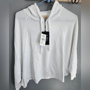 Chaser Women's White Waffle Knit Hoodie Size S